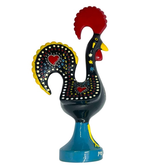 Vtg Hand Painted Traditional Portuguese Metal Rooster Of Barcelos Good Luck 8.5” - Picture 5 of 12
